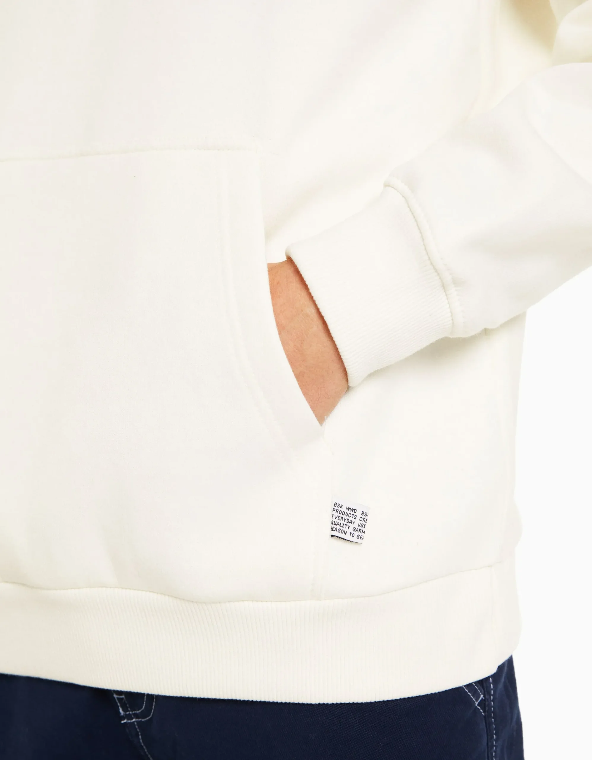 BERSHKA Sudadera capucha oversize Blanco roto Hot