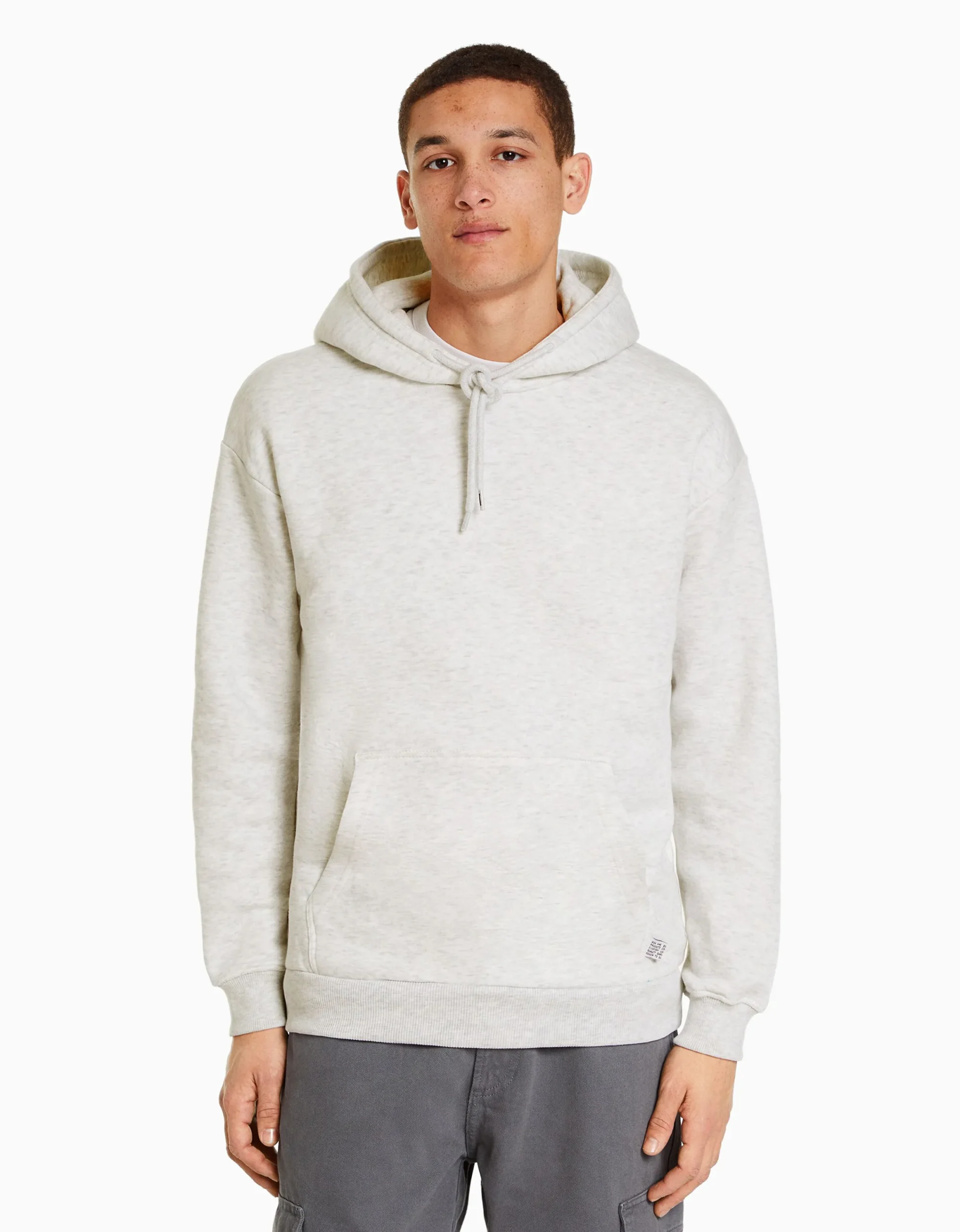 BERSHKA Sudadera capucha oversize Gris Clearance