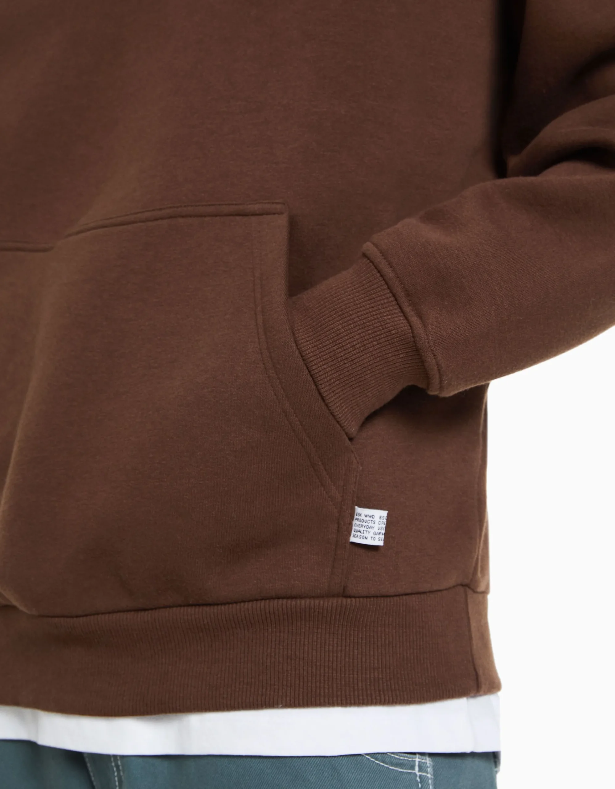 BERSHKA Sudadera capucha oversize Marrón Outlet
