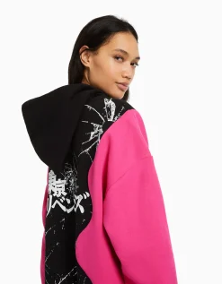 BERSHKA Sudadera capucha print TOKYO REVENGERS Fucsia Best