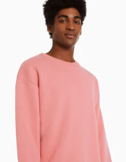 BERSHKA Sudadera cuello redondo oversize Negro Best