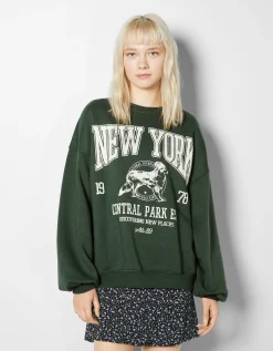 BERSHKA Sudadera oversize print Rojo Best Sale