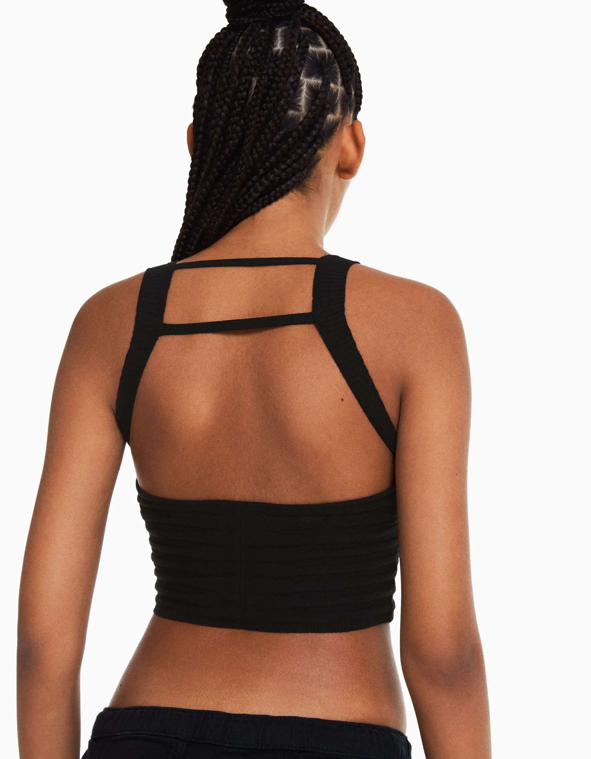 BERSHKA Top punto transparente Negro Store