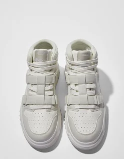 BERSHKA Zapatillas abotinadas detalle de tiras de quita y pon hombre Blanco Best Sale