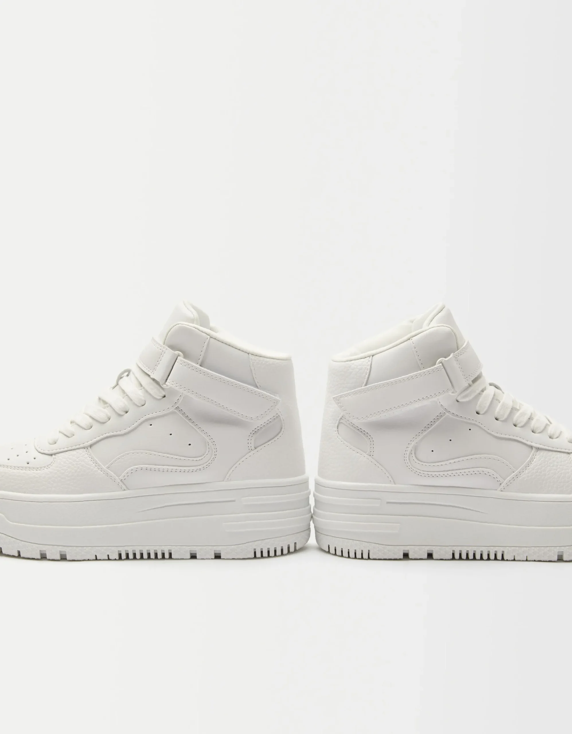 BERSHKA Zapatillas abotinadas tira Blanco Flash Sale