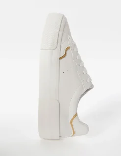 BERSHKA Zapatillas detalles metalizados Blanco Shop