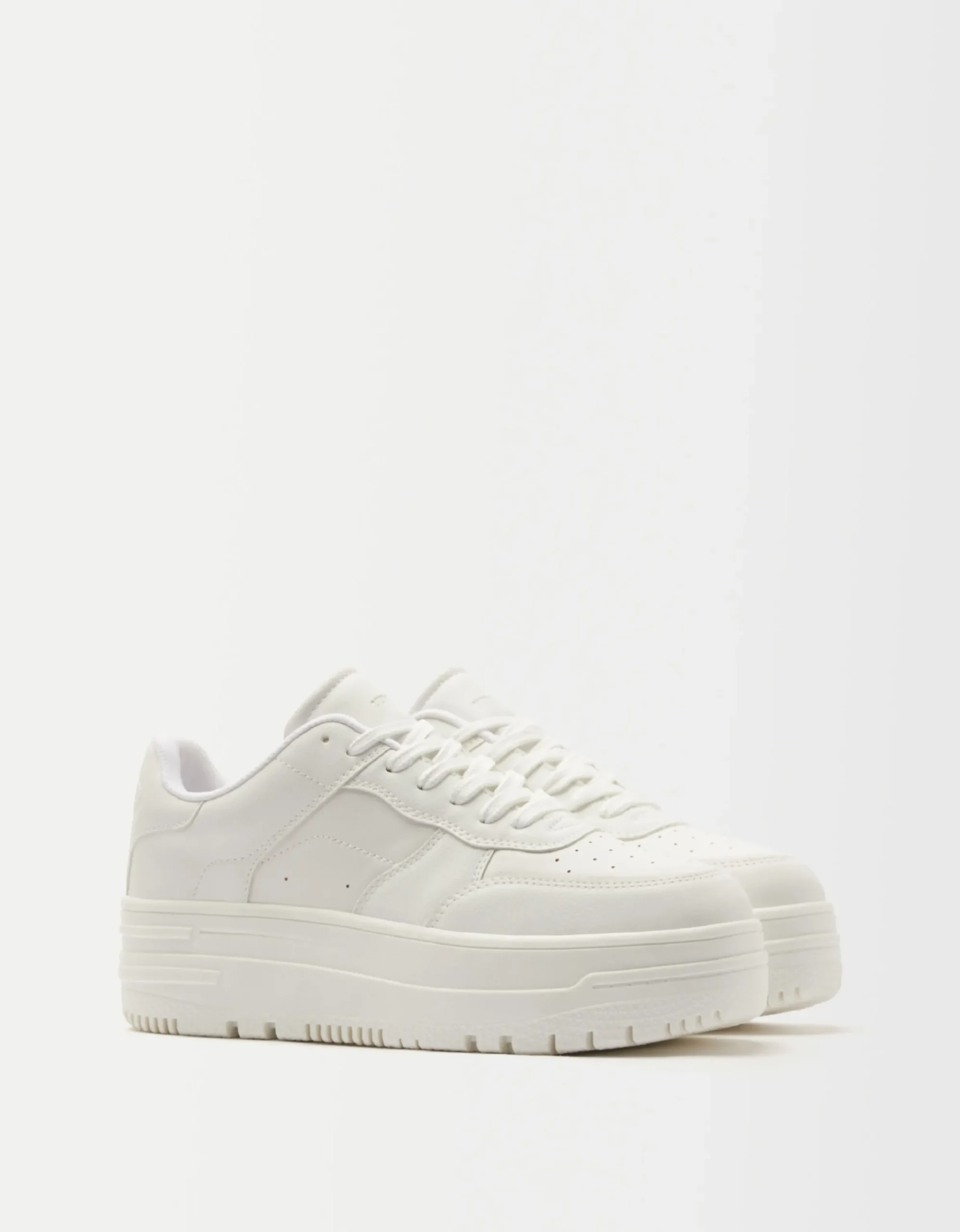 BERSHKA Zapatillas plataforma monocolor Blanco Cheap
