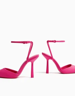 BERSHKA Zapato tacón destalonado pulsera Fucsia Best Sale