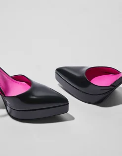 BERSHKA Zapato tacón plataforma Negro Clearance