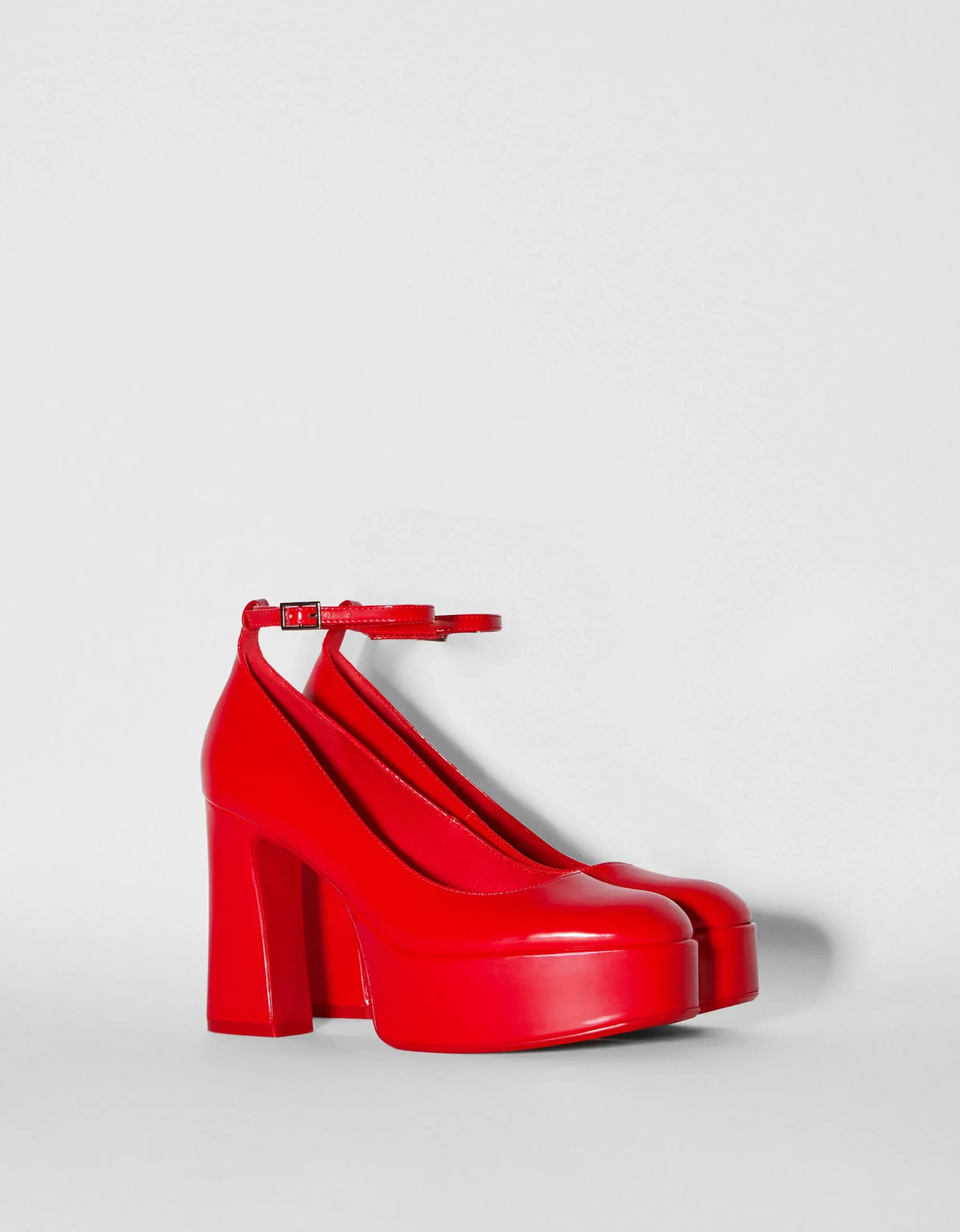BERSHKA Zapato tacón plataforma XL Rojo Sale