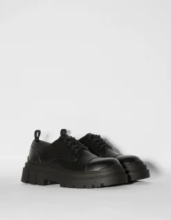 BERSHKA Zapato vestir suela track hombre Negro New